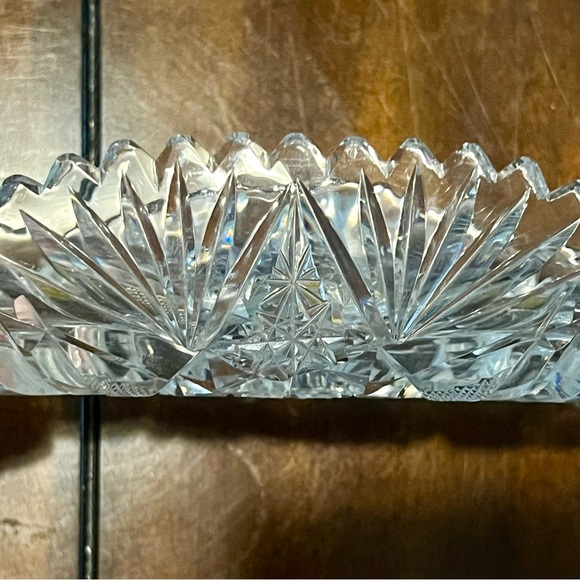 Vintage American Brilliant Cut Glass Crystal Relish Dish – Starburst Pattern - Picture 7 of 13